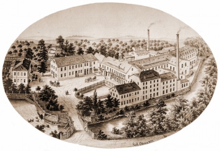 Papierfabrik Obergurig 1873 gezeichnet von Adolf Eltzner